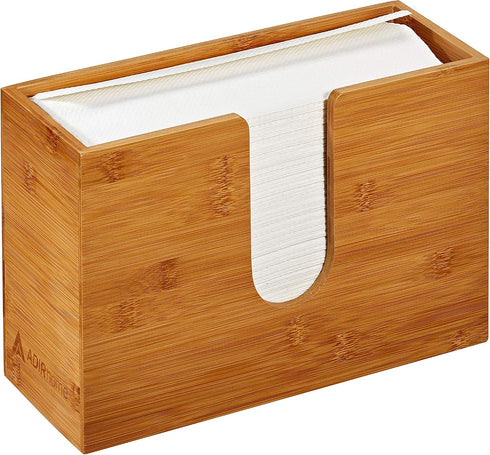 AdirHome Bamboo Paper Towel Dispenser 4.8" x 11.6" x 7.8" - Wall Mount