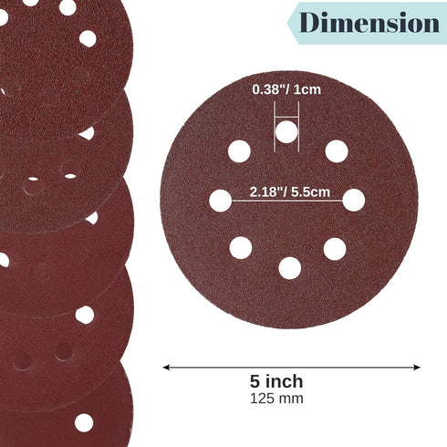 Bates Sanding Discs 5 Inch 8 Hole, 30 Pack, Assorted Grits 40 80 120 220 320 600, Hook and Loop Sanding Disc
