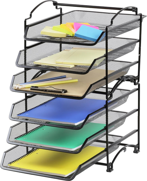 Simple Houseware 3 Tier Stackable Desktop Document Letter Tray Organizer, Black by Simple Houseware