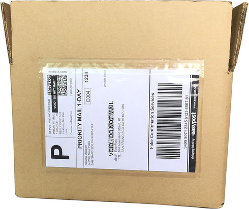 SJPACK 7.5" x 5.5" Shipping Label Sleeves | Clear Adhesive Top Loading Packing List/Label Envelopes (200 Bags)