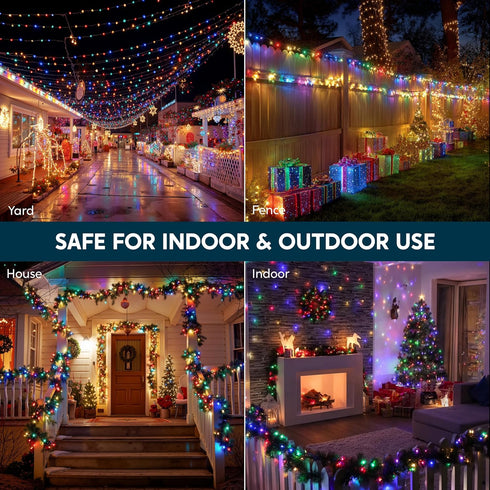600 Outdoor,197 8 Joiedomi LED Christmas Lights FT Multicolor Christmas Tree Lights with Modes Timer, PVC Clear Wire