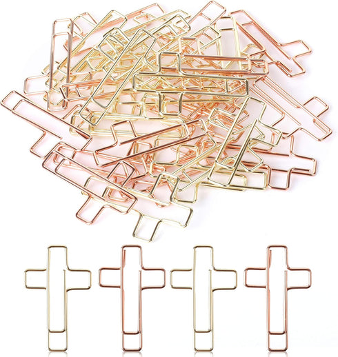 Mr. Pen - Cross Paper Clips, 35 Pack (Gold and Rose Gold Color), Bible Paper Clips, Journaling Supplies for Christian