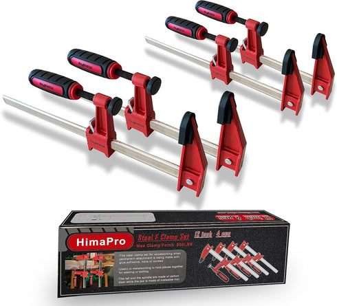 HimaPro 12 Inch Bar Clamp Set, 4 Pack 600 lbs Load Limit