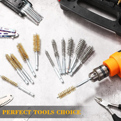 24 Pieces Bore Brush for Drill, Wire Cleaning Brush Set, Stainless Steel Cleaning Brush for Power Drill