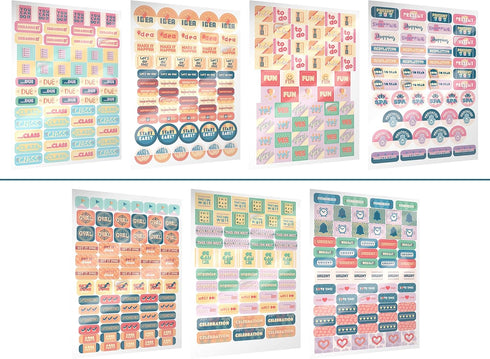 LUX Planner Stickers - 1100 Stickers (19 Sheets) for Reminders and Motivational Labels, Best Calendar Accessory
