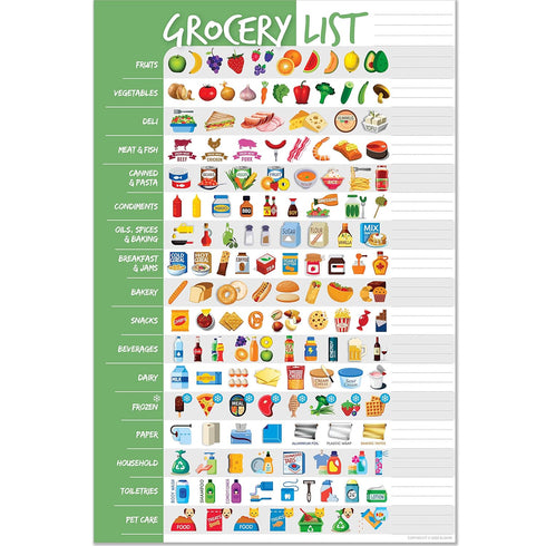 Visual Grocery List Magnet Pad for Fridge, 6 x 9" Shopping List Notepad, 50 Sheets
