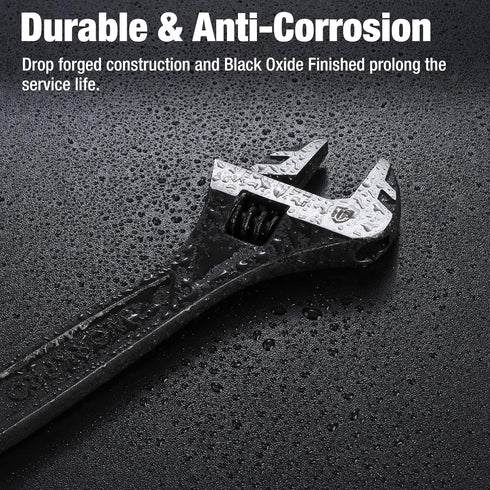 WORKPRO 6" Adjustable Wrench - Black Oxide Wrench with Inch/Metric Scale, Premium Cr-V Steel