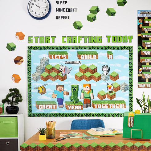 Eureka Minecraft Building A Great Year Classroom Bulletin Board Set, 33 Pieces for Teachers