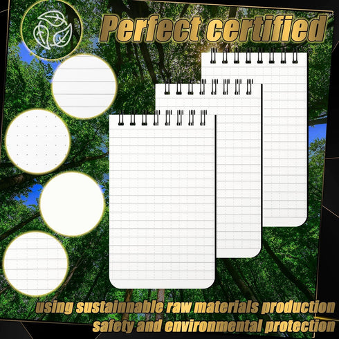 Jetec 12 Waterproof Spiral Notebook, 3" x 5" Small Memo Pad, Mini Weather Pocket Notebook for Police Notepad Outdoors,