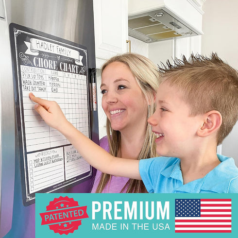 Hadley Designs Magnetic Chore Chart for Kids and Families – Reusable Dry Erase Responsibility Board, 12x17