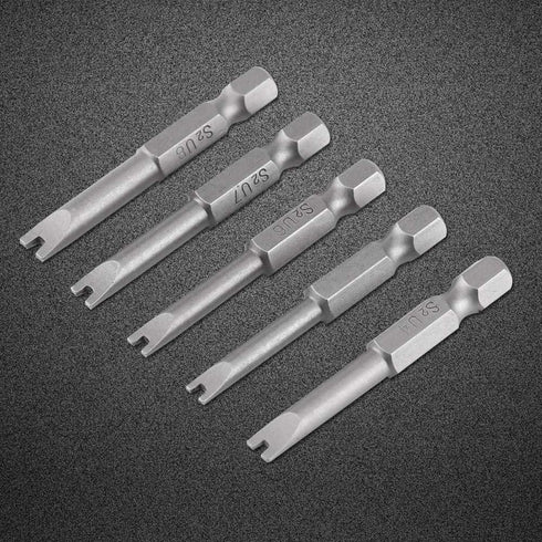 U Shaped Screwdriver Bit Set, 5 Pcs S2 Alloy Steel 50mm Length, 1/4" Hex Shank