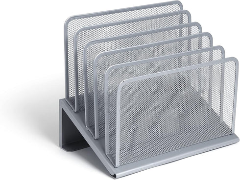 TRU RED TR57555-CC 5 Compartment Wire Mesh File Organizer, Silver