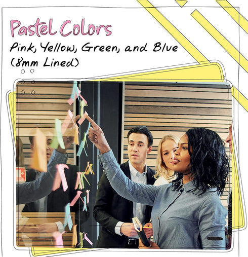 Better Office Products Lined Sticky Notes, 4 x 6, 6 Pack, 300 Sheets (50/Pad), Assorted Pastel Colors