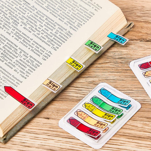Colarr 10 Pack Sign Here Tabs, 1000 Pieces Sign Here Stickers Flags for Office Notebook Annotating Books Notary Books
