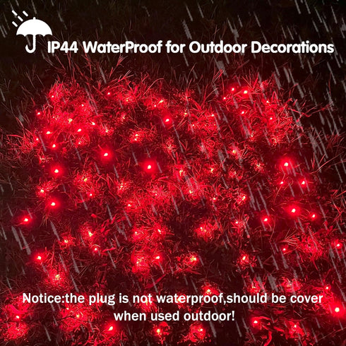 Outdoor,5ftx5ft 100LED HISHINY LED Red Christmas Net Lights Green Wire, Connectable Indoor Outdoor Bush Mesh Net Lights