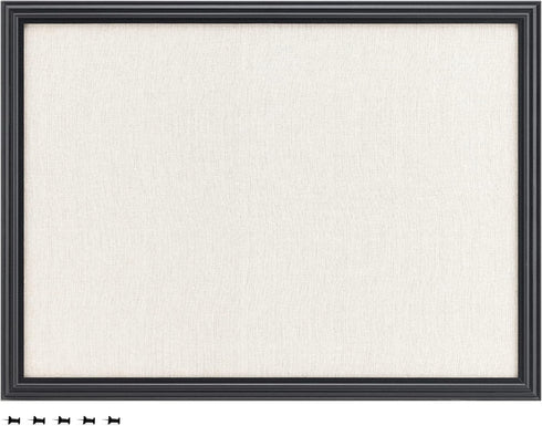 Navaris Framed Linen Bulletin Board - 17 x 23 inches Fabric Jewelry Organizer Pinboard for Wall Memory Memo