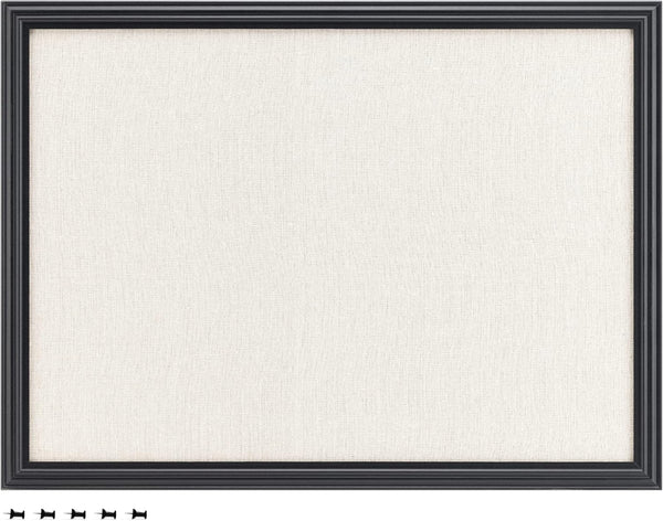 Navaris Framed Linen Bulletin Board - 17 x 23 inches Fabric Jewelry Organizer Pinboard for Wall Memory Memo