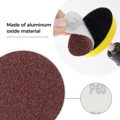 S SATC 100PCS 2 Inch Sanding Disc, 60 Grit Hook and Loop Sandpaper for Grinder Rotary Tools Attachment