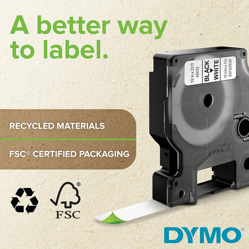DYMO Rhino Industrial Permanent Polyester Labels, 3/4", Black Print on White
