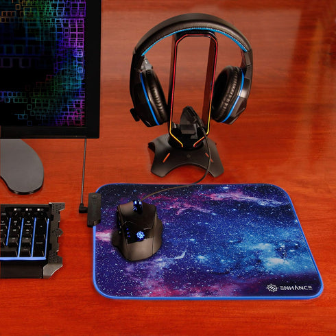 ENHANCE Small Mouse Pad with LED Lighting (13.3 X 10.8 inches) - Gaming Mouse Pad Desk Mat with 7 Color Options, 3