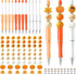 W1cwey 122pcs Autumn-Theme Beadable Ballpoint Pen Set, 12pcs Plastic Beadable Pens, Fall Wood Beads Gift for Kids