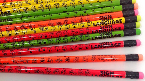 Musgrave Pencil, Sign Language Pencils, Number 2HB, Box of 36, Colors Yellow, Orange, Green, Pink by Pencils Etc.
