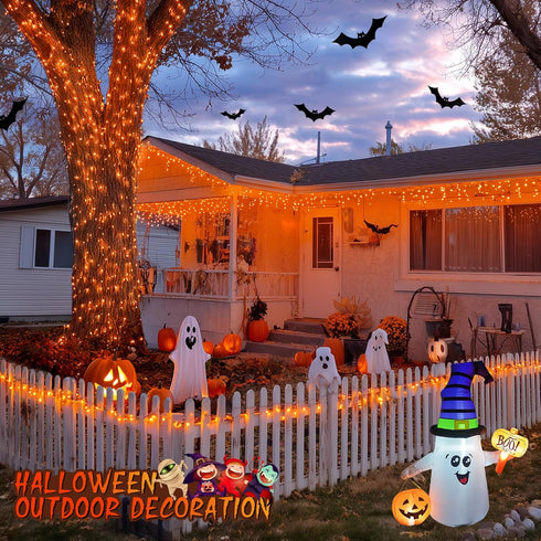 66ft 200 JMEXSUSS LED Christmas String Lights Outdoor Indoor, Connectable Orange String Lights Clear Wire, Fall Light