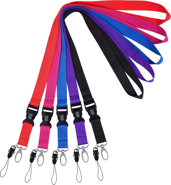 Wisdompro Office Lanyard, 5 Pack 23 inch Quick Release Neck Strap with Detachable Buckle, Assorted Colors