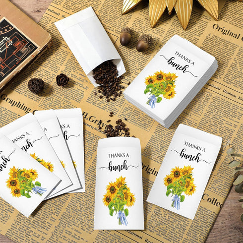 Fumete 100 Pcs Thank You Sunflower Seed Packets - Wildflower Seed Packets for Appreciation Gifts, No Seeds