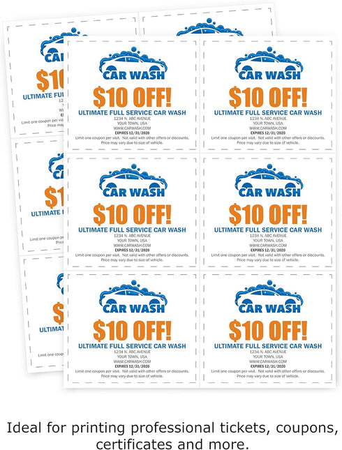 PrintWorks Professional Perforated Paper, 8.5 x 11, 24 lb, 500 Sheets, White, for Tickets, Coupons, Certificates, 3