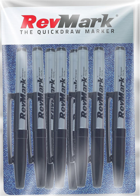 Industrial Marker, Black Permanent Ink, Standard Tip, 8 Pack (Made in the USA)