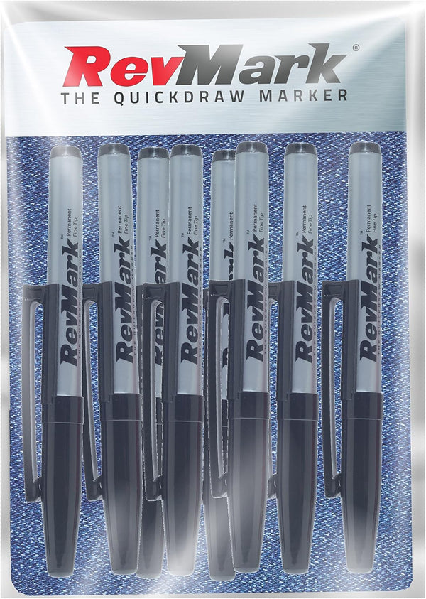 Industrial Marker, Black Permanent Ink, Standard Tip, 8 Pack (Made in the USA)