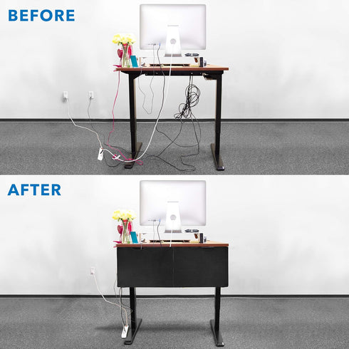 MOUNT-IT! Under Desk Privacy Panel, 41 Inches Wide, with Cable Management and Organizer Pockets, Modesty Desk Skirt,