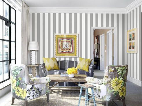 Erfoni Grey and White Striped Contact Paper, Peel and Stick Wallpaper for Livingroom Decor, 17.7"x118"