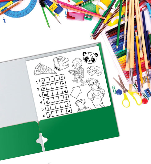 Better Office Products Two Pocket Portfolio Folders, Green, Letter Size, 50-Pack, 50 Pieces