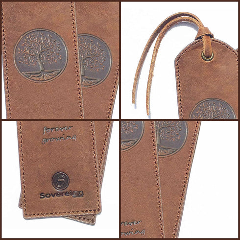 Tree of Life Leather Bookmark Handmade - 2 Genuine Leather Bookmarks with Unique Design for Book Lovers