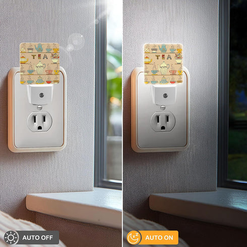 Jahiona White,0.5W LED Night Light Lamp with Smart Sensor Dusk to Dawn Sensor,Tea Cup Teapot Coffee Night Light