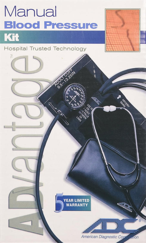 ADC Advantage 6005 Manual Blood Pressure Kit, Adult Cuff with Stethoscope and Carrying Case