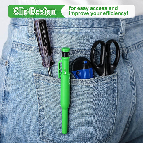 Hiboom 4 Pack Carpenter Pencils Set with 24 Refills, Mechanical Pencil with Built-in Sharpener for Woodworking