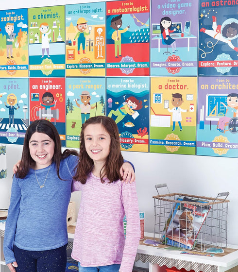 Carson Dellosa 12-Piece STEAM Careers Posters, 8.5" x 11" STEM Wall Art for Kids with Positive Affirmations