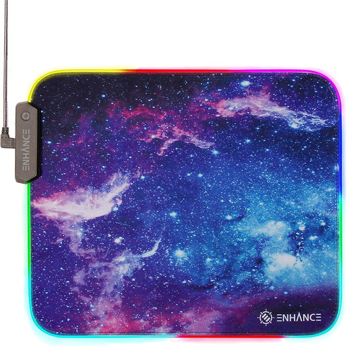 ENHANCE Small Mouse Pad with LED Lighting (13.3 X 10.8 inches) - Gaming Mouse Pad Desk Mat with 7 Color Options, 3