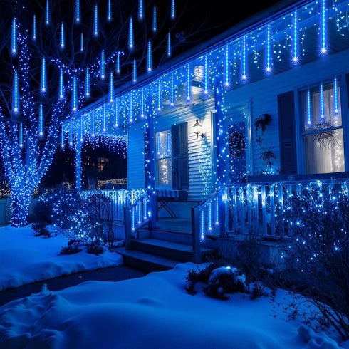 Outdoor,8 Blue,192 JOYIN Christmas Lights Tubes Meteor Shower Lights LEDs, Snowfall Icicle Cascading Rain Light
