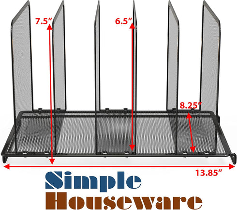 Simple Houseware 5 Section Upright File Sorter Organizer, Black Expandable