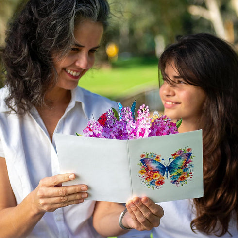 Pop-Up Flower Greeting Card with Butterfly - Perfect for Any Occasion