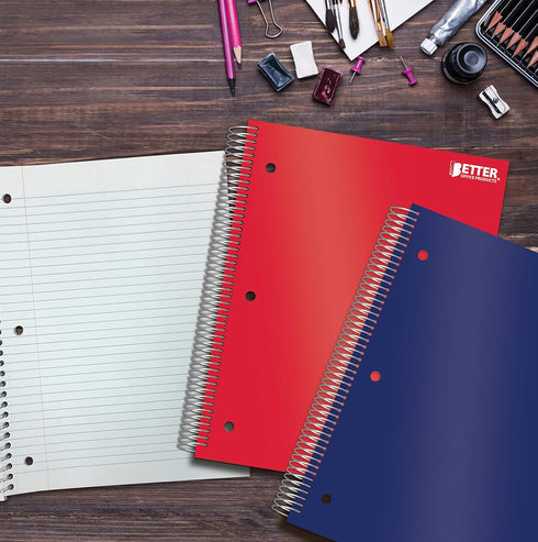 Better Office Products 5-Subject Spiral Notebook - 5 Pack, Assorted Color Poly Covers, 200 Sheets, 11 x 8.5 inches