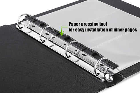 MUDOR 4 Ring Classic Stamp Binder, Empty Binder Albums for Stamps, Documents, Coins, Classic Binder, Black