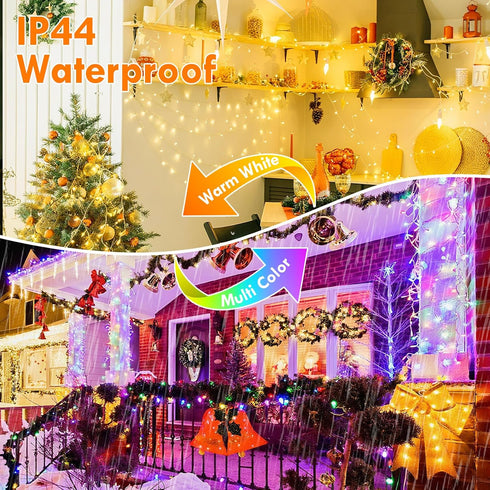 88FT 240LED Connectable String Lights Indoor Outdoor Clear Wire, Warm WhiteMulticolor Christmas String Lights, Plug
