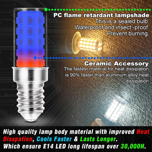 E14 Bulb 4W 40W 6000K 450lm AC100V-265V T6 C7 E14 Bulb Bulb Sconces,Non-Dimmable,3 Pack European Base LED Equivalent