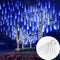 Meteor Shower Lights, 144LED Blue Holiday Outdoor Illumination with 8 Tubes, Waterproof
