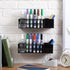 MyGift Dry Erase Marker Holder for Whiteboard, Black Acrylic Storage Rack for Markers, Eraser, Cleaning Bottles, Set of